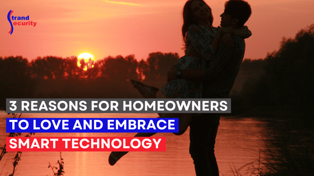 couple embracing, while embracing smart technology
