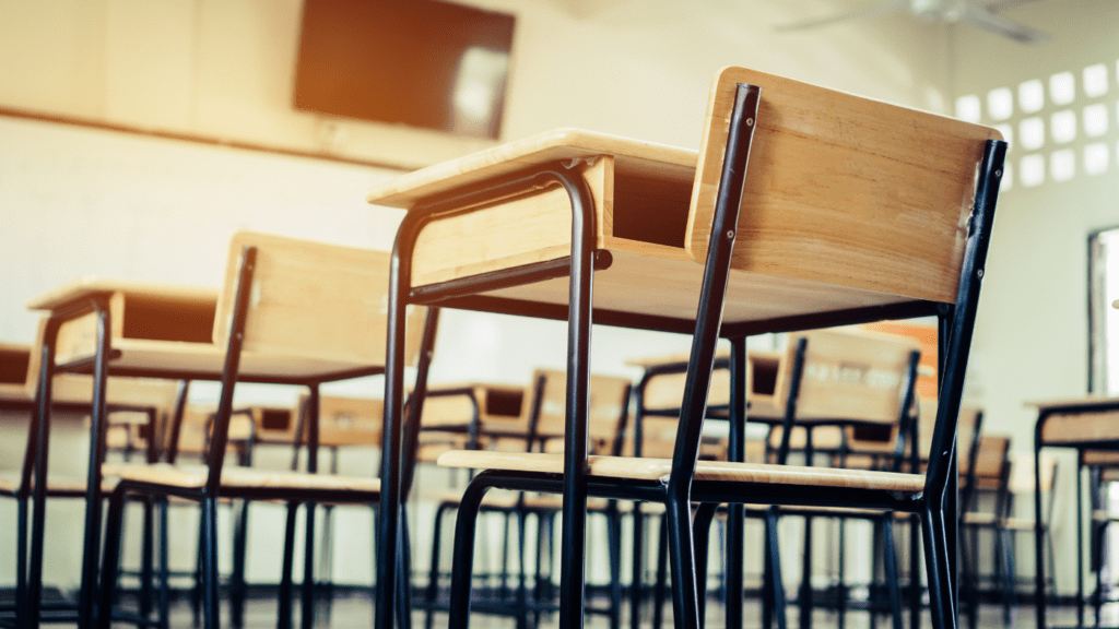 chairs in elemtary school equipped with a Commercial Fire Alarm Systems