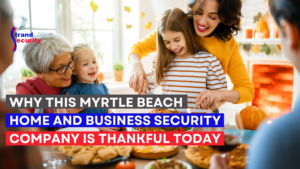 Family gathered for Thanksgiving meal, cutting a turkey