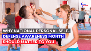 A young woman learning self defense.