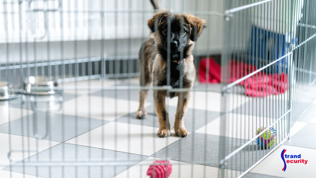 Pet safety tip: keep pets in a crate when you are not home.