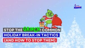 The Grinch is a burglar, breaking into a home, and is now leaving with presents and electronics.