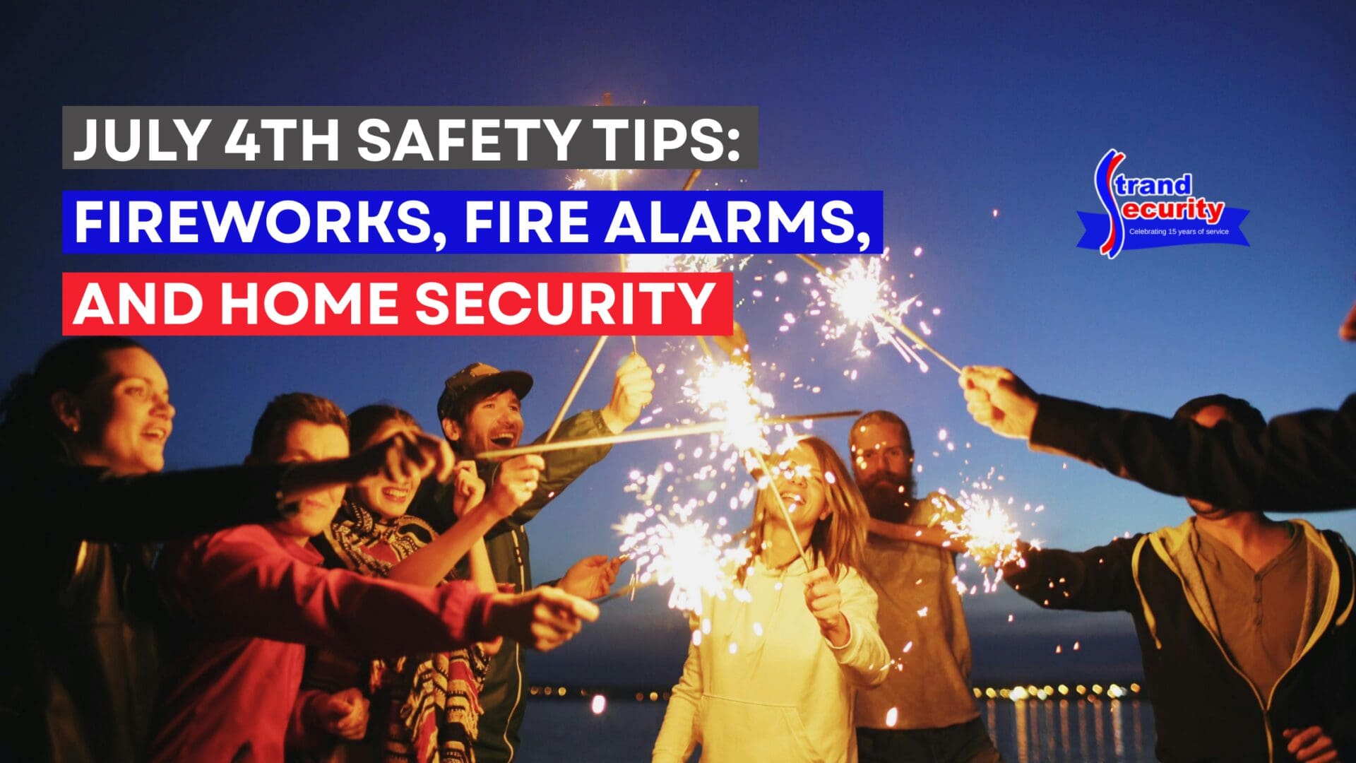 Adults at the beach with sparklers and fireworks, July 4th Safety Tips