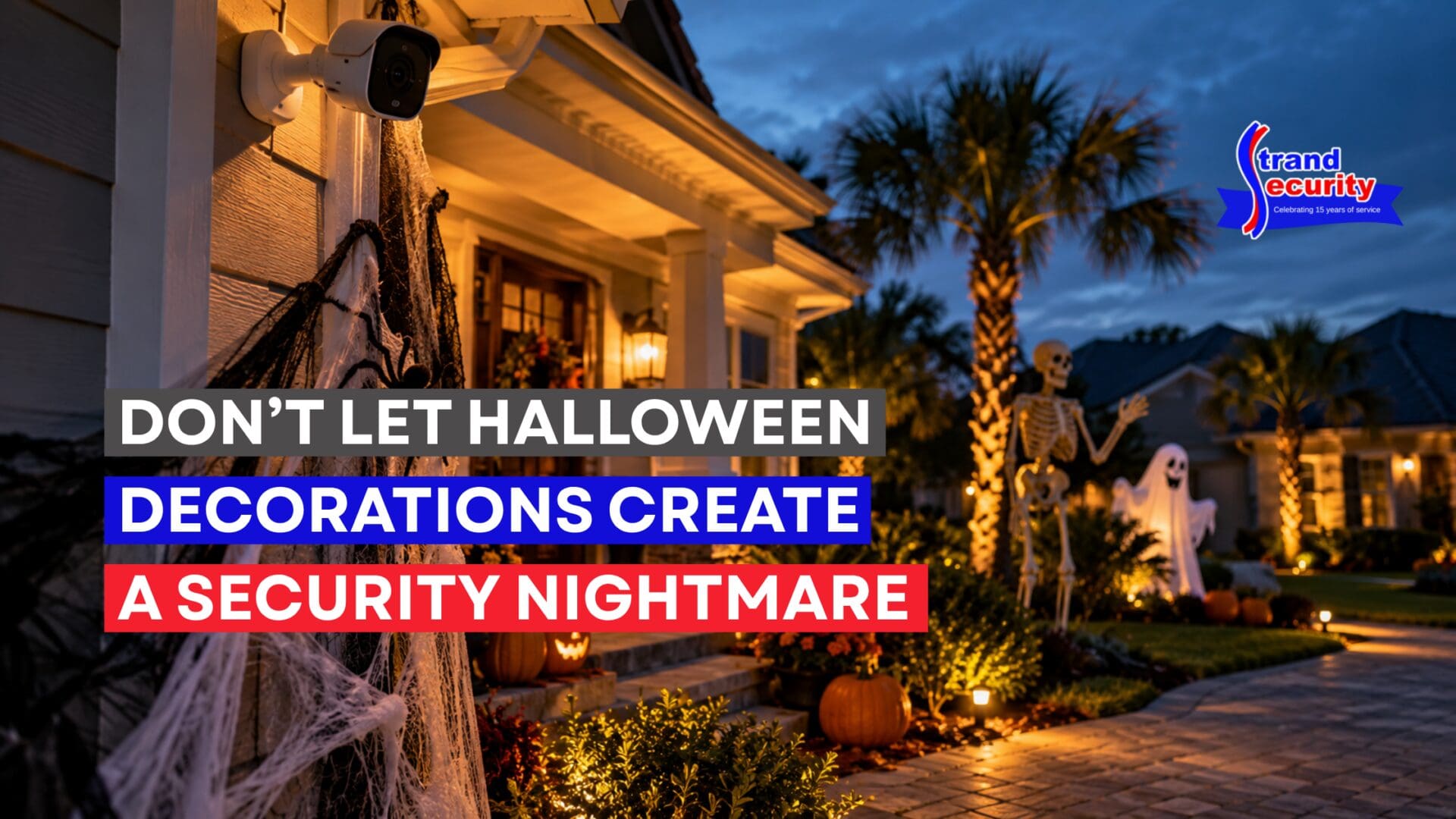 South Carolina home decked out for Halloween with outdoor decorations that might block the security cameras